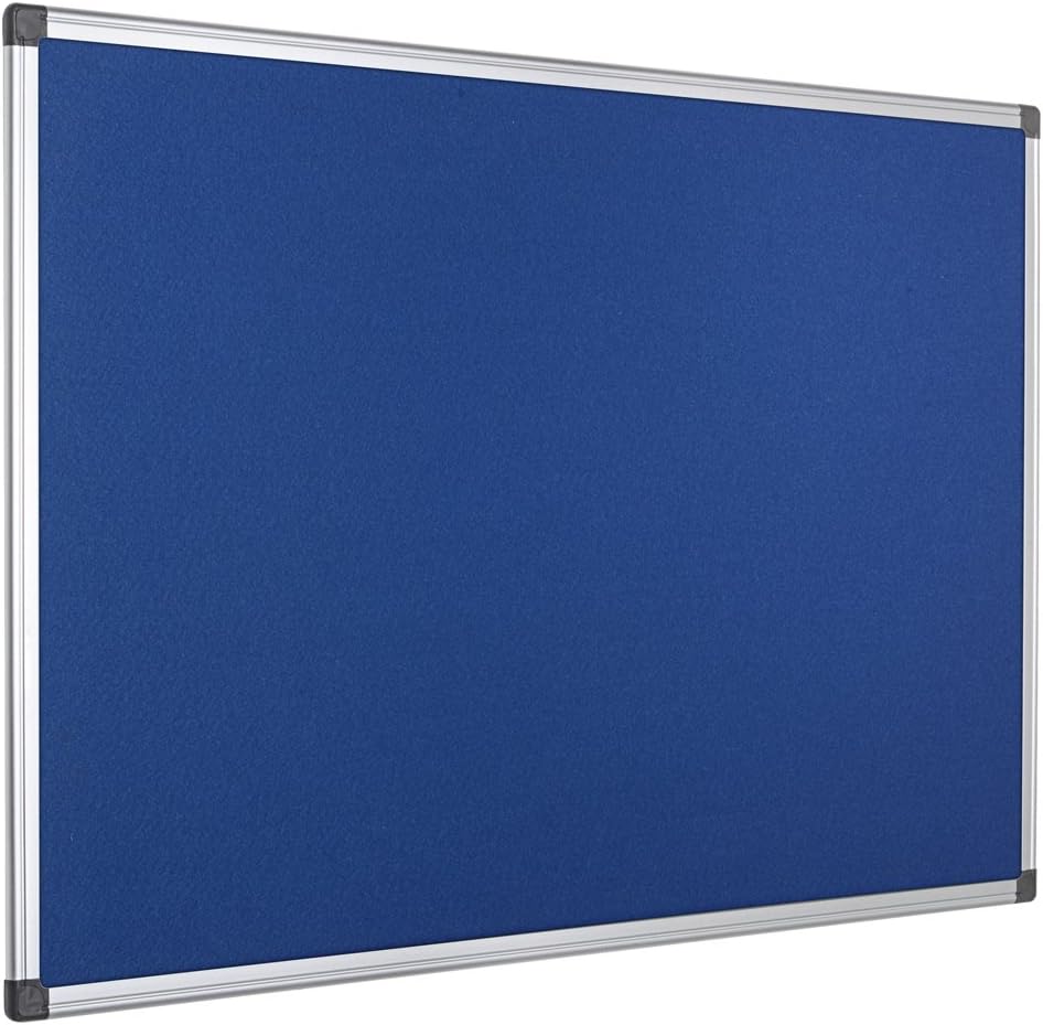 Bi-Office Notice Board Fire Retardant,Grey Felt, Maya Aluminium Frame, 90 x 60 cm