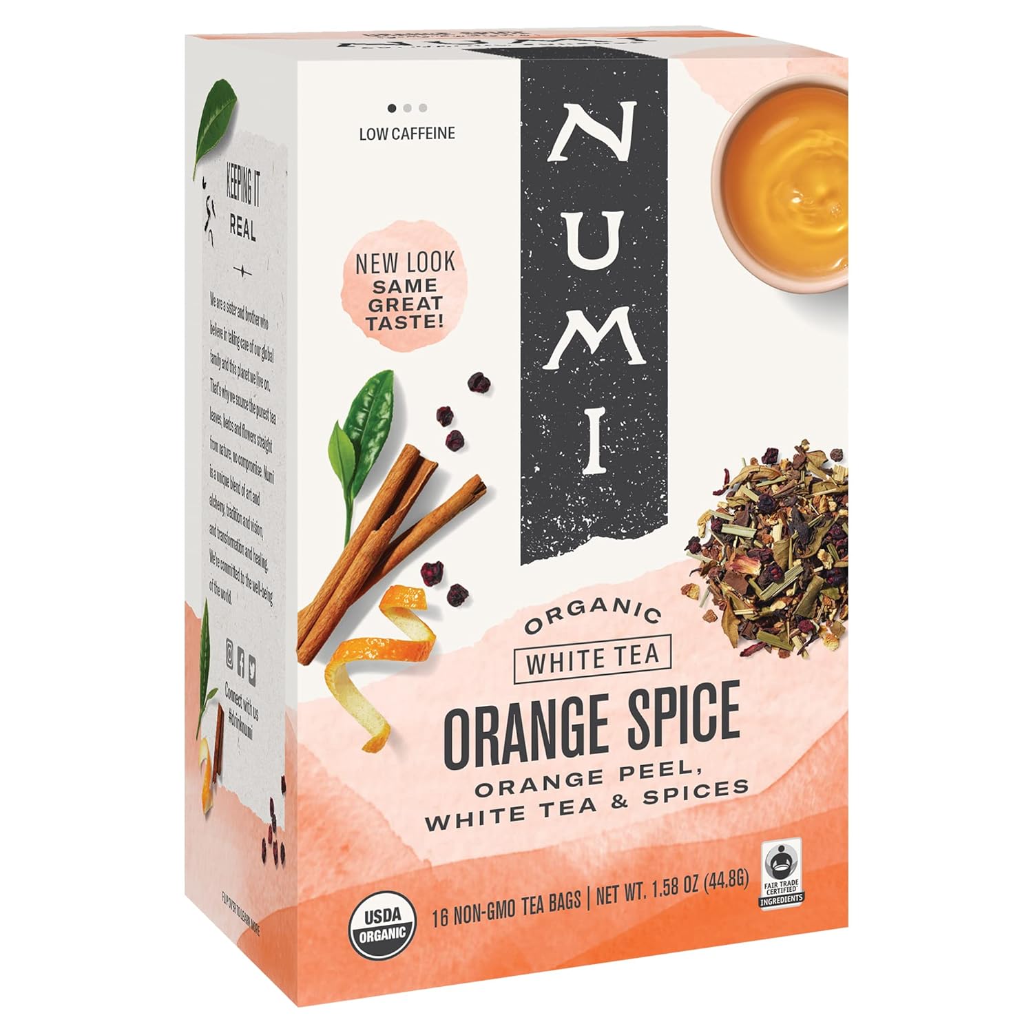 Numi Organic Tea Orange Spice, 16 Count Box of Tea Bags