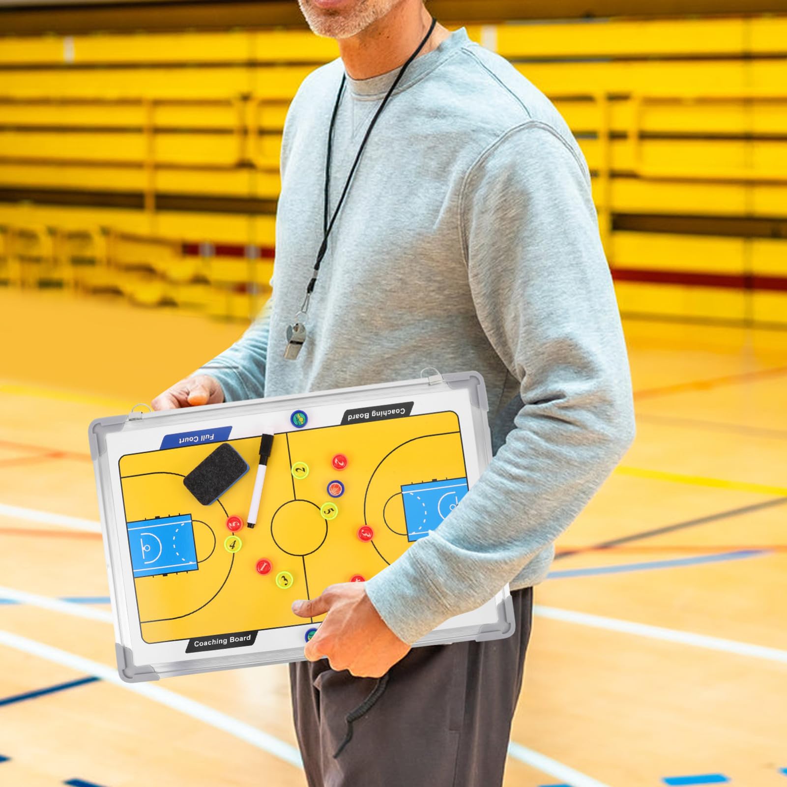 Gatuida Pizarra De Baloncesto para Entrenadores Estructura De Aleación De Aluminio Pizarra Blanca Colgante para Entrenamiento Enseñanza y Preparación De Partidos con Diagramas De Jugadas d