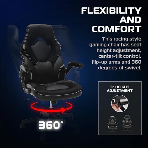 Miniatura 4 de RESPAWN 3085 Ergonomic Gaming Chair for Adults, High Back Office Chair with Headrest and Flip Up Arms, Leather Racing Style Gaming Seat with Lumbar