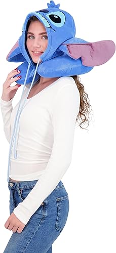 Miniatura 5 de FUL Disney Stitch - Almohada de cuello con capucha y orejas 3D, accesorios de viaje para avión, automóvil y oficina, cómoda y transpirable, color