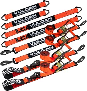 VULCAN Ultimate Axle Tie Down Kit - PROSeries - Includes (2) 22 Inch Axle Straps, (2) 36 Inch Axle Straps, (2) 96 Inch Snap Hook Ratchet Straps, and (2) 112 Inch Axle Tie Down Combination Straps