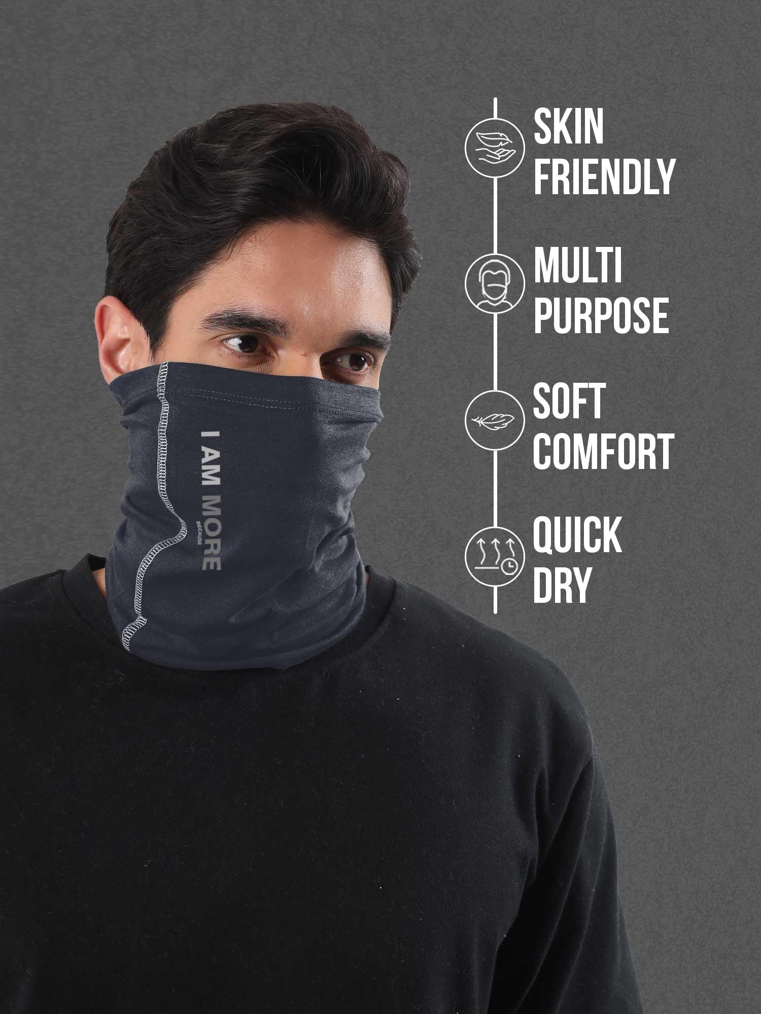 Freecultr Unisex Bamboo Bandana, Anti Microbial Super Soft & Comfort Fit, Breathable Multipurpose Headband, Face Mask for Dust Protection and Sun - Printed Pack of 2-Beach Sand,Charcoal