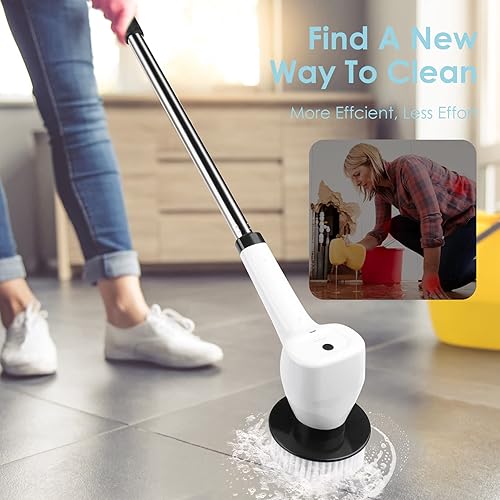 Miniatura 5 de MEYFROX - Cepillo de limpieza inalámbrico con mango de extensión ajustable y 7 cabezales de cepillo reemplazables limpiador de ducha eléctrico para