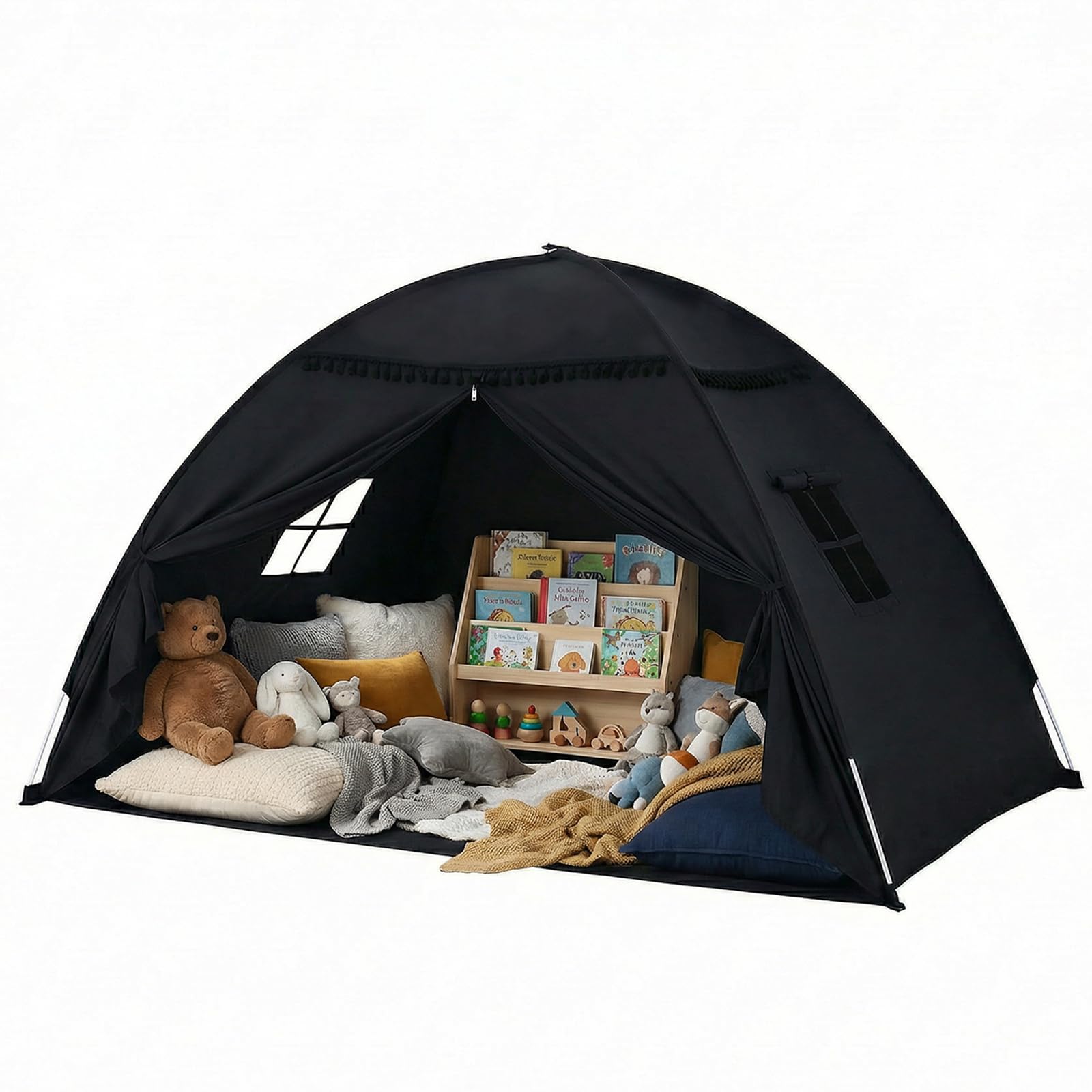 Bettzelt Zelt Kinderzimmer Kinderzelt: Boden Bett Kinder Höhle Zelt Indoor Playhouse-Portable & Foldable Einzelbett Etagenbett Vorhänge-Große Größe Mädchen & Jungen Haus Schlafzimmer Schlafen Zelte