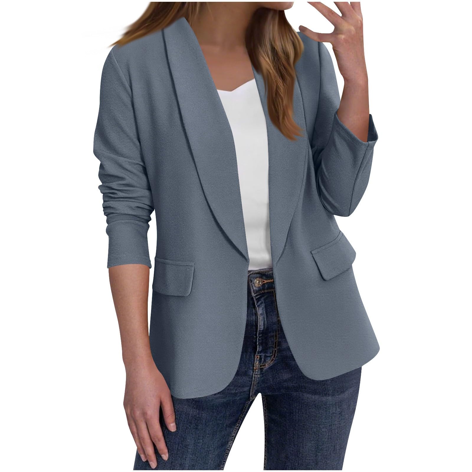 Blazers for Women Business Casual Stretch Lapel Collar Blazer Open Front Long Sleeve Blazers Work Office Suit Jacket