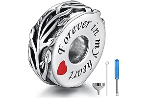 Sterling Silver Heart Urn Charm: Ashes of Loved One Keepsake