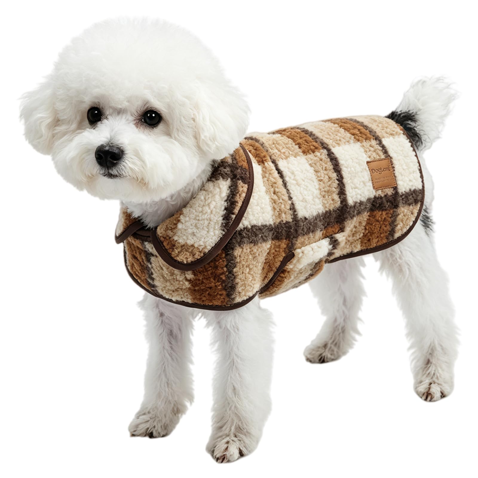 Cappotto invernale per cani a quadri, caldo, marrone, XL | Fodera per capelli antiaderente, antivento, con gancio e anello