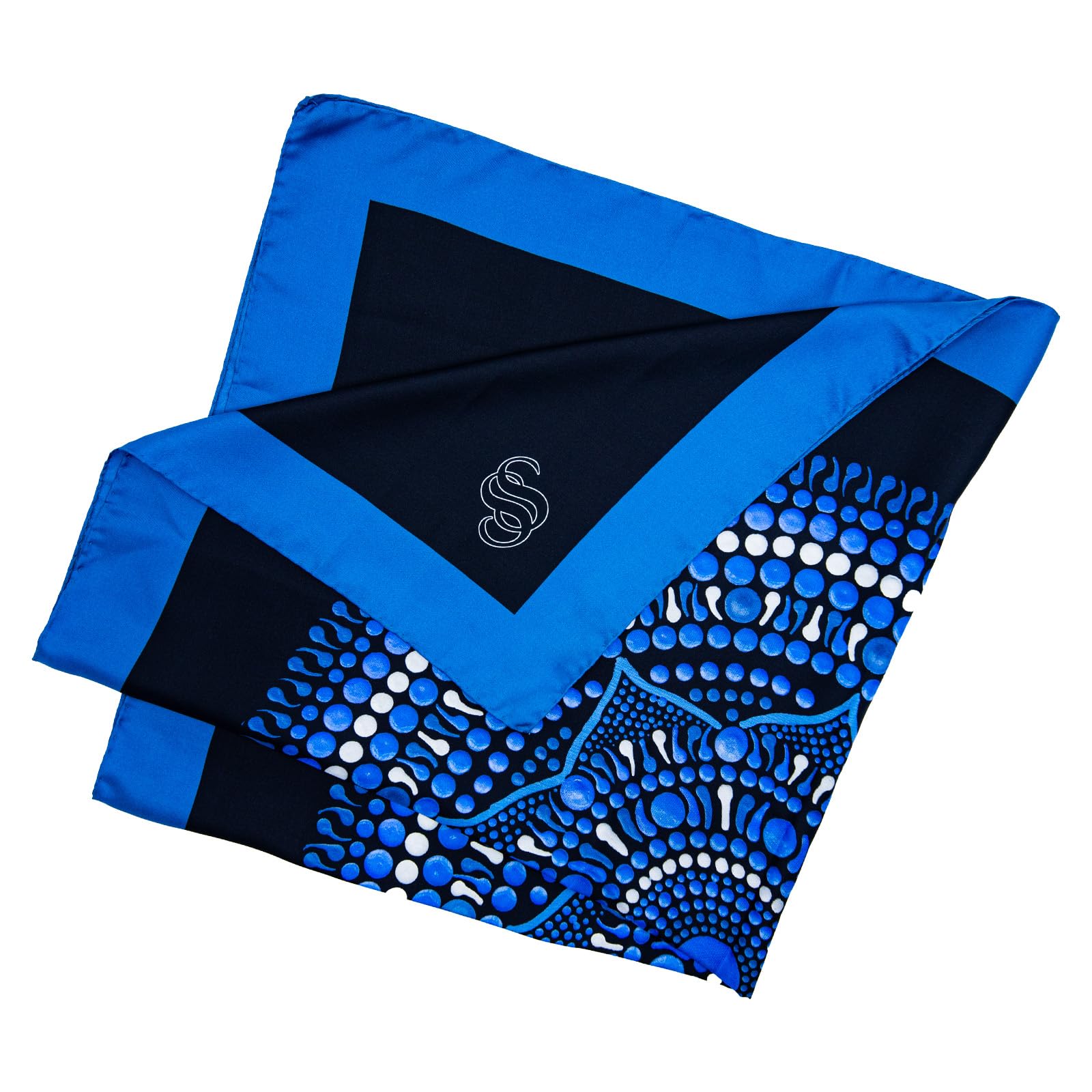 Foulard en 100 % soie, fabriqué en Italie, 70 x 70 cm, mandala dessiné à la main, écharpe carrée élégante pour femme, accessoire de mode artisanal, lac de Como