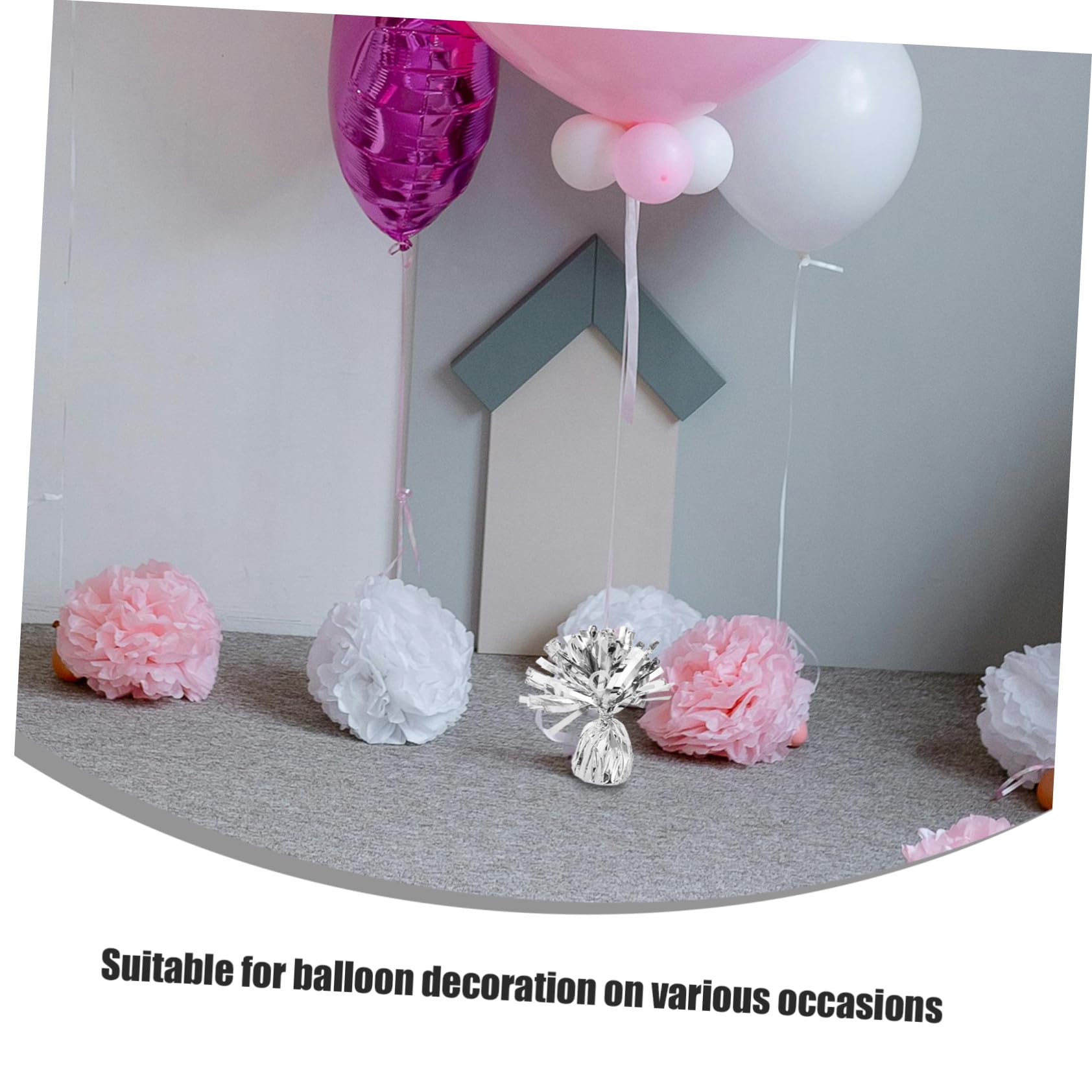Gatuida Ballongewicht aus Pet und Zement 6 Stück Silberne Ballonanhängergewichte für Party und Outdoor Events Schweres Gewicht zur Stabilisierung und Eleganten Dekoration von Luftballons