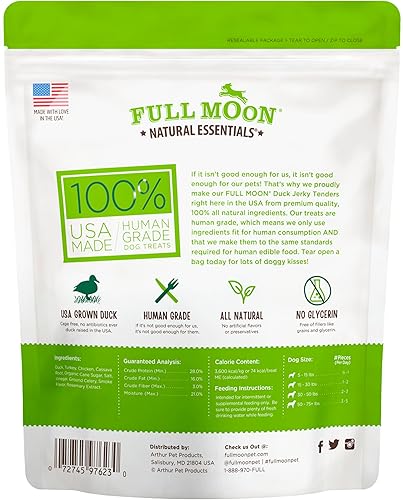 Miniatura 10 de Full Moon, Essentials Beef Jerky Tenders - Golosinas naturales de carne seca de reses criadas al aire libre para perros, ingredientes de grado