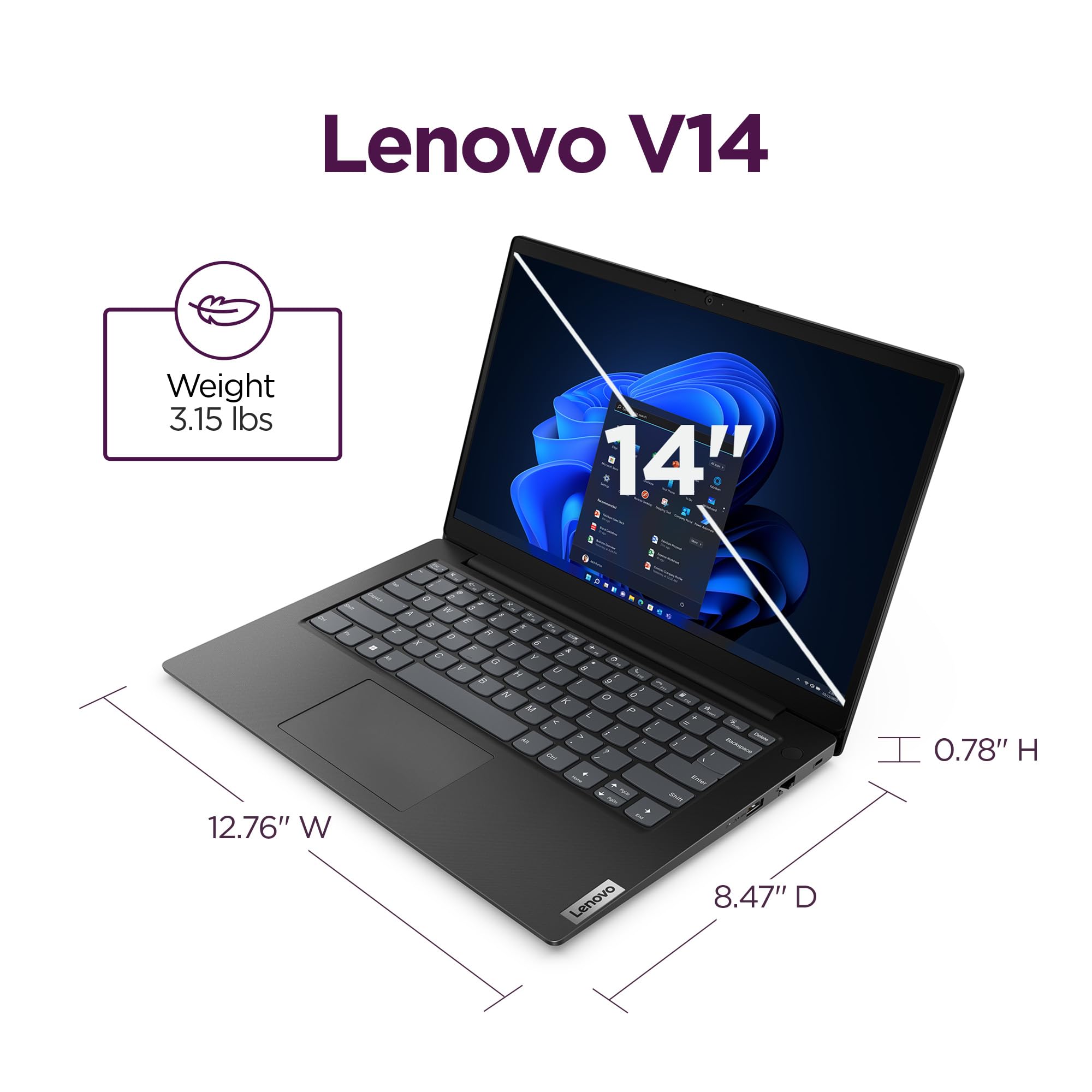 Lenovo 14 G4 - Laptop for Business - Intel Core i7-13620H - 14" FHD Display - 8GB RAM (upgradable to 16GB) - 256GB Storage (upgradable to 1TB) - Windows 11 Home - Thin & Portable - Business Black