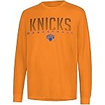 Ultra Game NBA Official Mens Super Soft Game Day Long Sleeve T-Shirt - Unisex, New York Knicks, Team Color, Medium