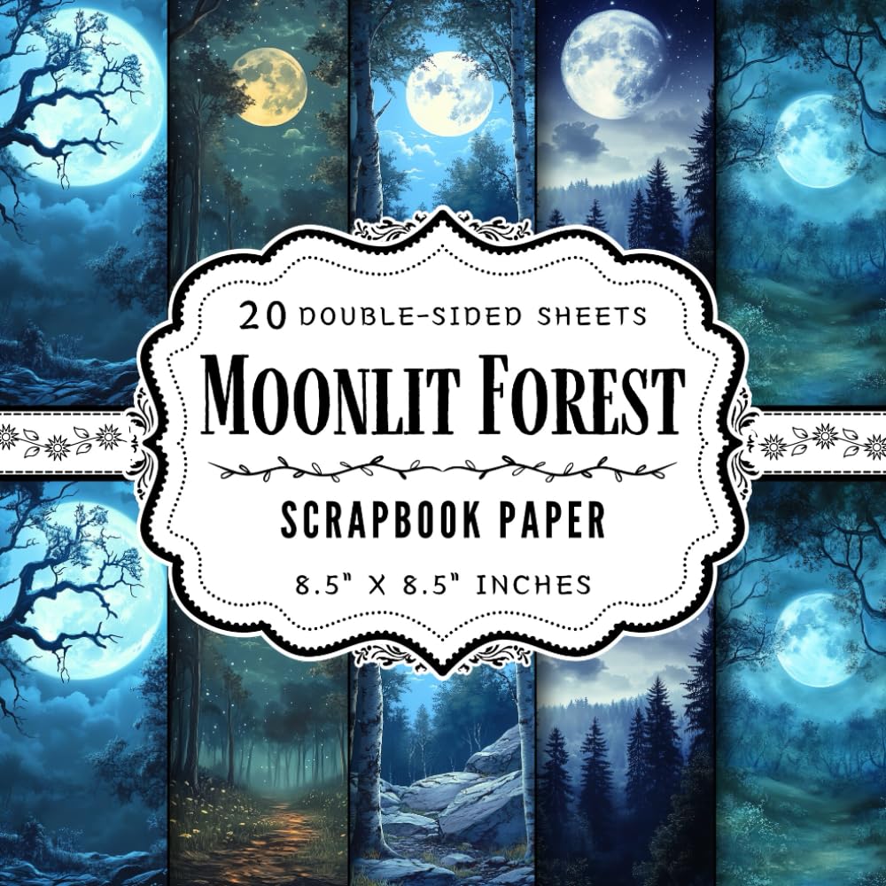 Moonlit Forest Scrapbook Paper: 20 Double Sided Craft Paper Sheets | 5 Night Designs for Collage, Card Making, Origami, & More | Premium Color, 8.5" x