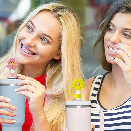 Miniatura 7 de 4 fundas de silicona para popote de 0.4 pulgadas de diámetro, para Stanley de 30 y 40 onzas, protector a prueba de polvo, tapas reutilizables para