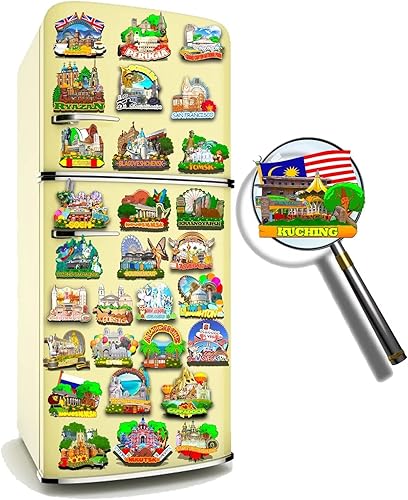 Miniatura 4 de Imán de nevera de Malasia Kuching imán de madera 3D monumentos de viaje coleccionables recuerdos decoración hecha a mano -619