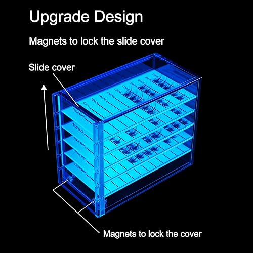Miniatura 7 de Organizadores y almacenamiento de pestañas, bandeja de pestañas de diseño mejorado para extensiones de pestañas con cubierta magnética, acrílico