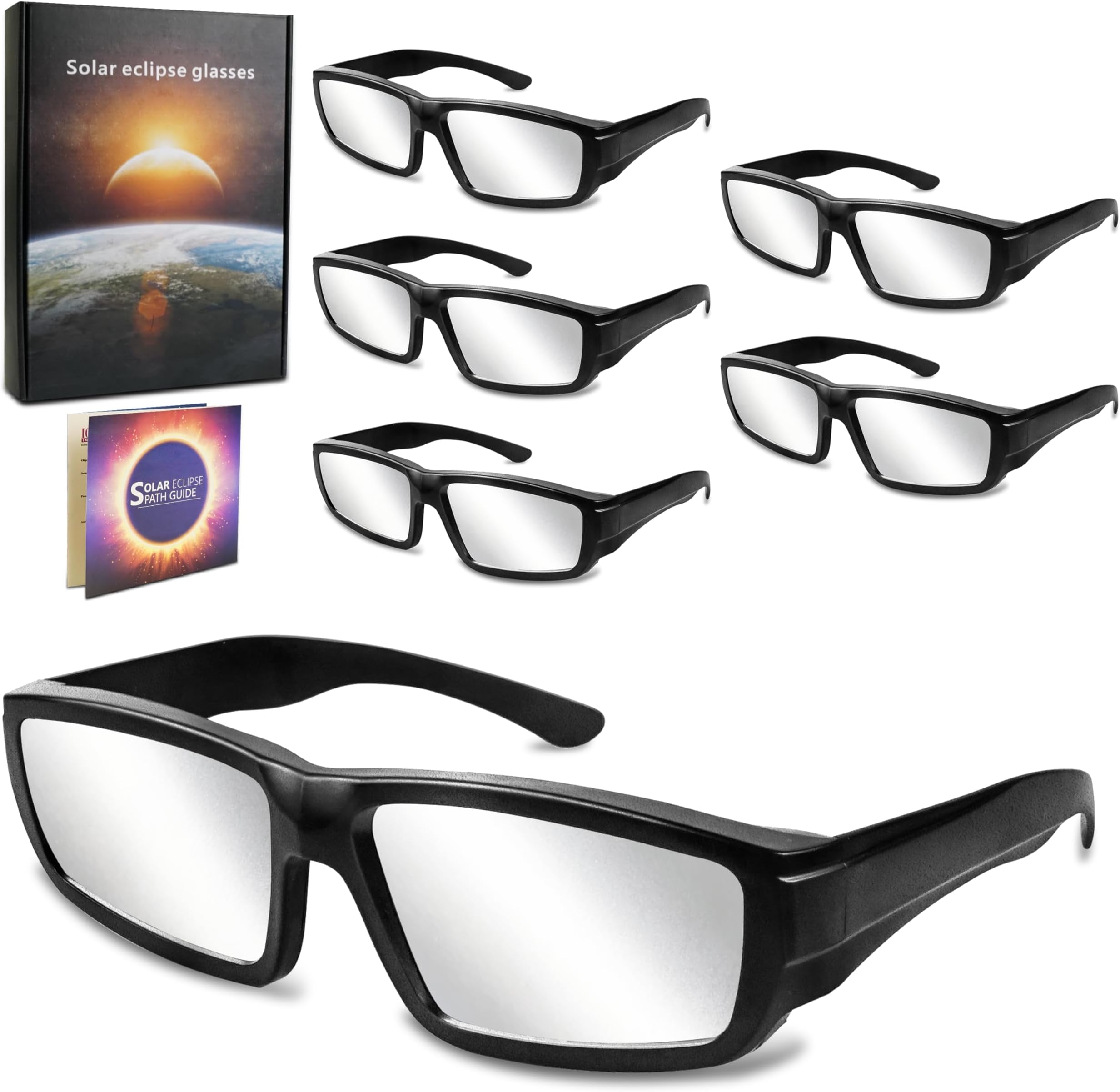 Solar Eclipse Glasses AAS Approved 2024 - ISO 12312-2:2015(E) & CE Certified,6 Pack Durable Plastic Eclipse Glasses for Direct Sun Viewing