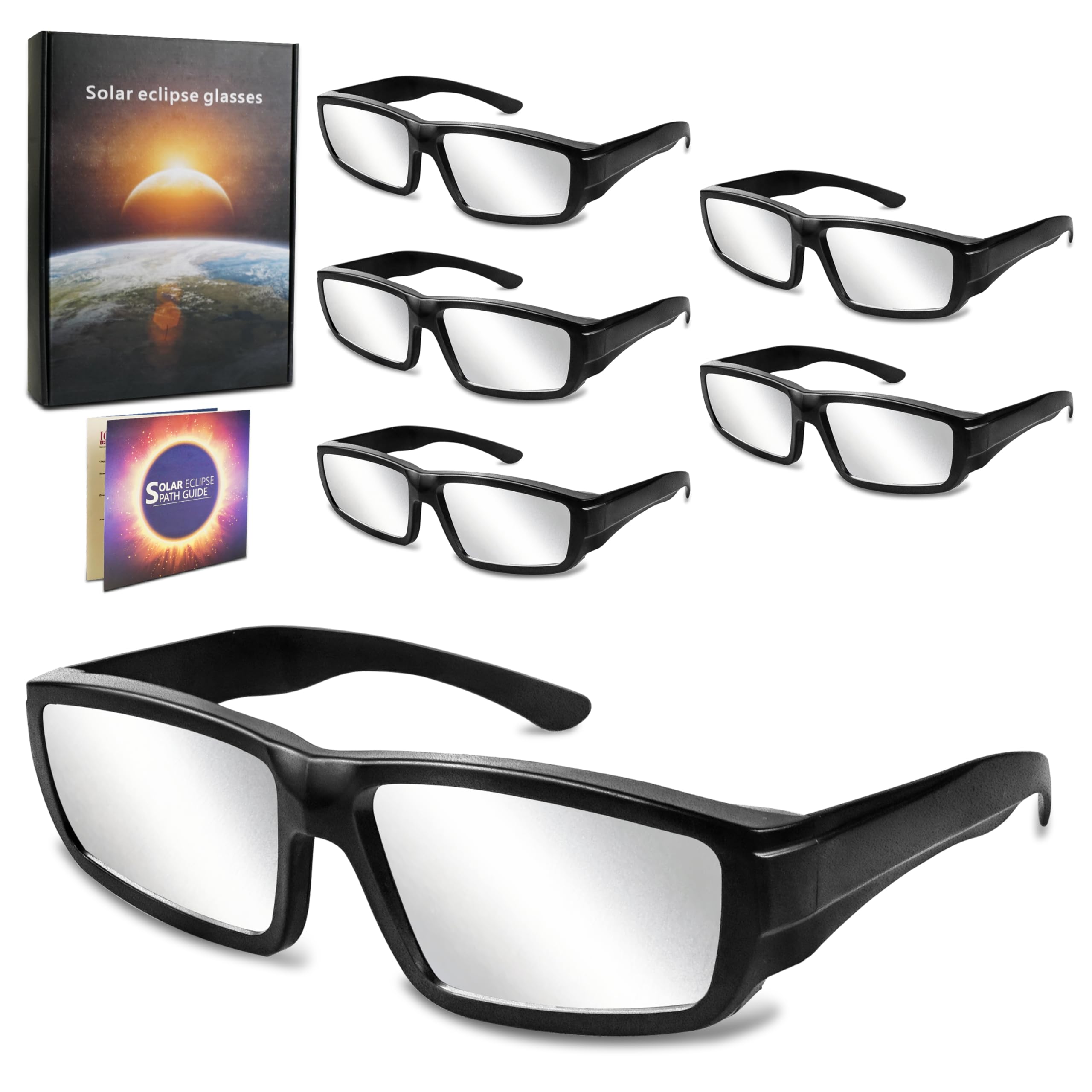 Solar Eclipse Glasses AAS Approved 2024 - ISO 12312-2:2015(E) & CE Certified,6 Pack Durable Plastic Eclipse Glasses for Direct Sun Viewing
