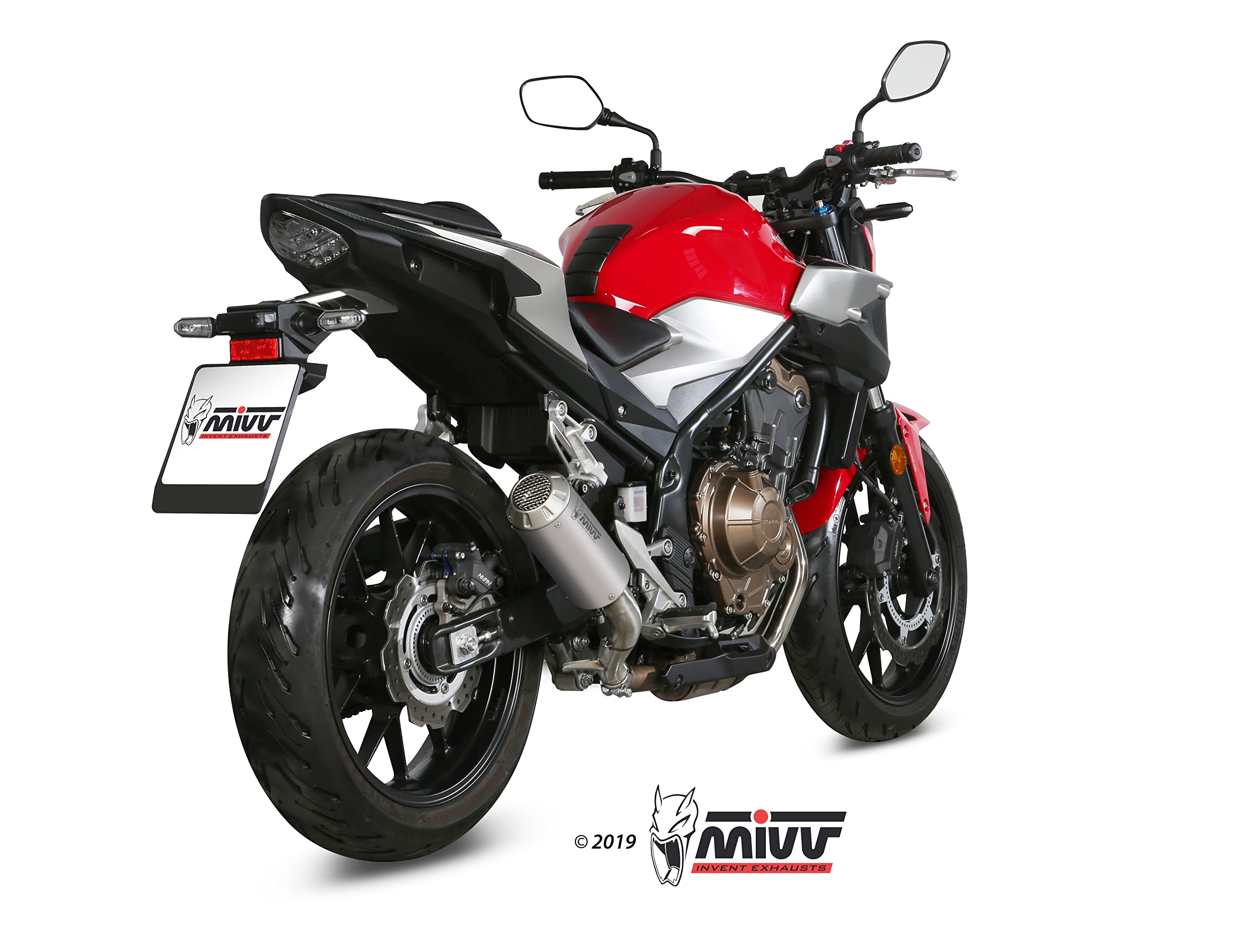 Tubo de escape Mivv SLIP-ON MK3 DE ACERO INOXIDABLE ESTÁNDAR Compatible con Honda CB 500 F 2019 > 2021 Euro4 > Euro5