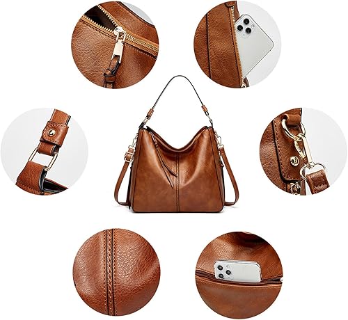 Miniatura 3 de Juego de 3 bolsas de cuero de lujo, bolso cruzado grande y moderno, bolso cruzado suave y cartera Negro