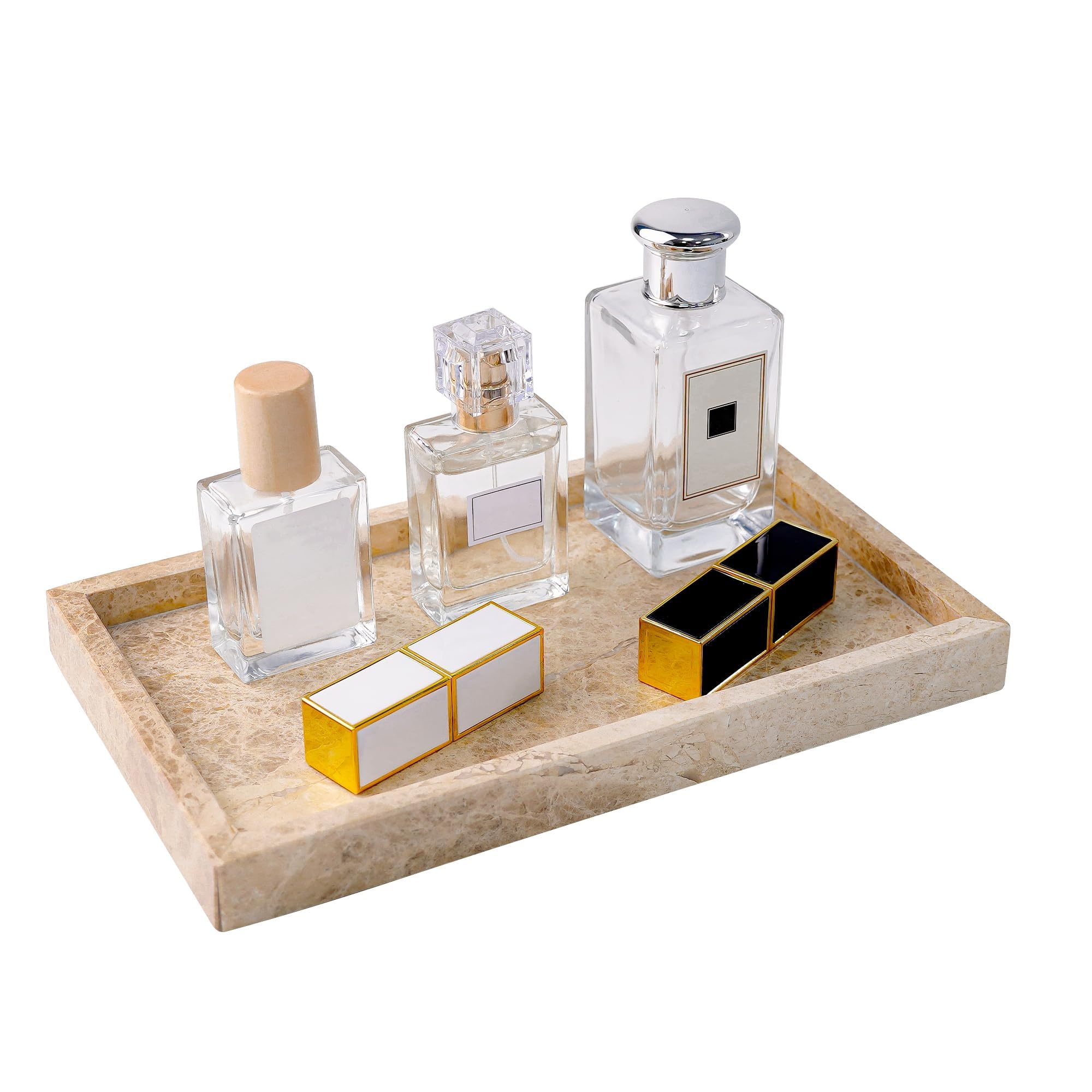 BSTKEY Plateau de rangement miroir de courtoisie - 30 x 20 cm - Plateau de rangement pour bijoux, cosmétiques, maquillage, commode, salle de bain, chambre à coucher, comptoir (argent