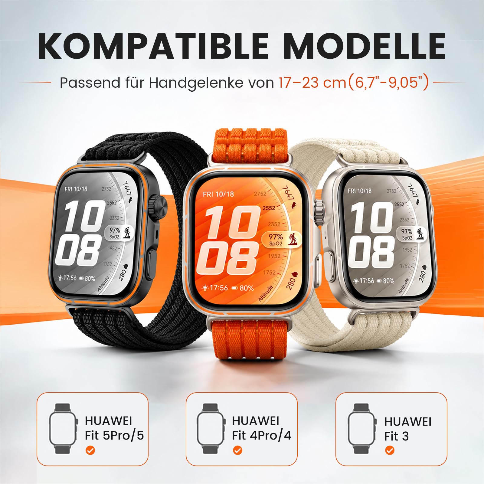 SimpleThings Nylonowa opaska do zegarka Huawei Watch Fit 5/5 Pro/4/4 Pro/3, lekka, oddychająca, sportowa bransoletka do Huawei Watch Fit 3/4/4 Pro/5/5 Pro, dla kobiet i mężczyzn
