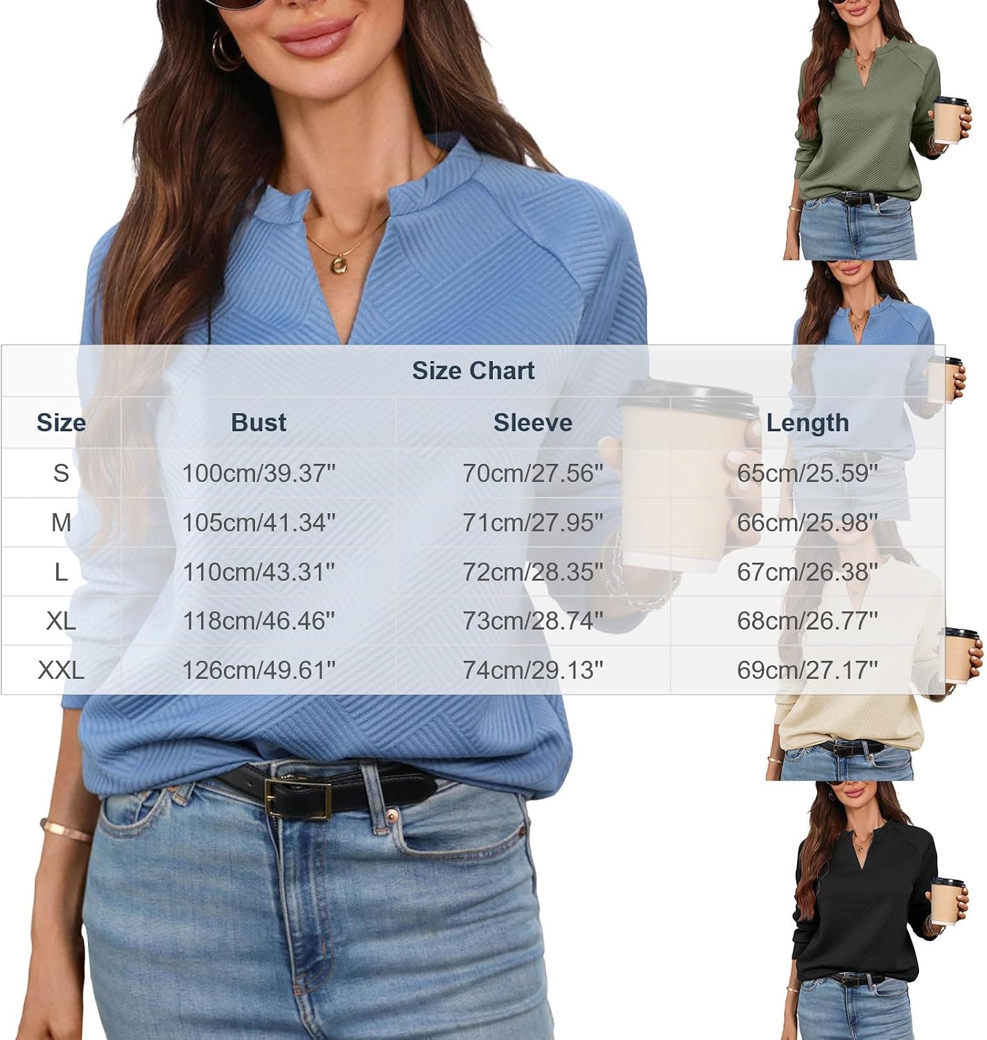 Womens V Neck Long Sleeve Shirts Loose Fit Dressy Business Casual Outfits Fall Fashion Spring Solid Color Soft Top