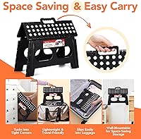 Vista 6 de ACSTEP Taburete plegable para niños y adultos, 15 pulgadas, extra ancho, 9 pulgadas de altura (paquete de 2), más seguro y cómodo, soporta hasta 300