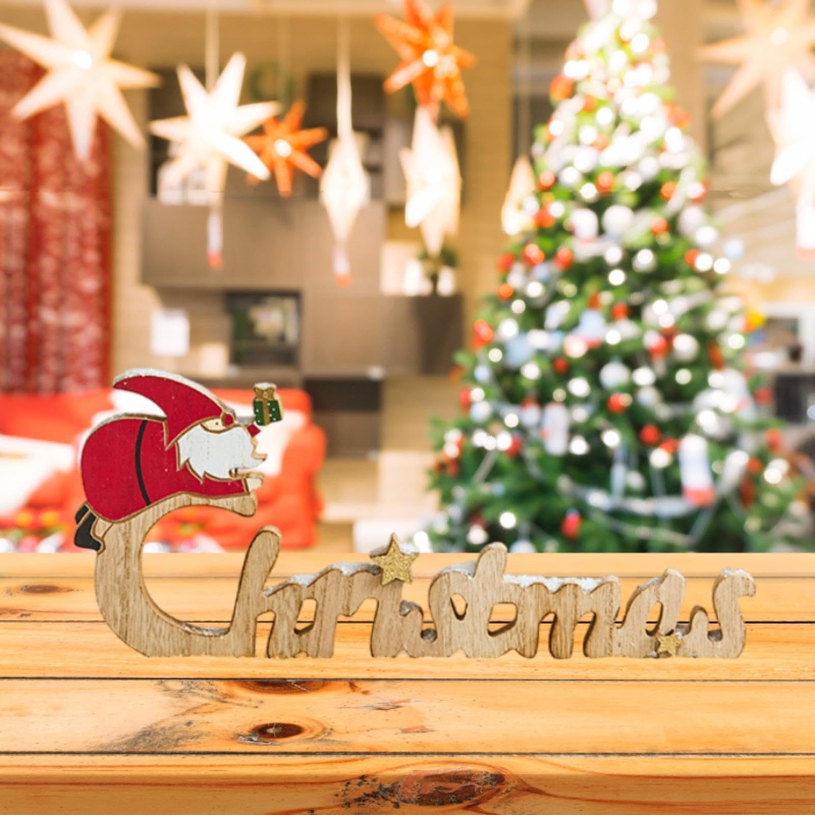 Letrero Navideño con Letras en Inglés, Decoración Navideña, Bonito, Manualidades, Letrero de Madera de Navidad, Adorno de Mesa para Sala de Estar Y of, Style B, Individual