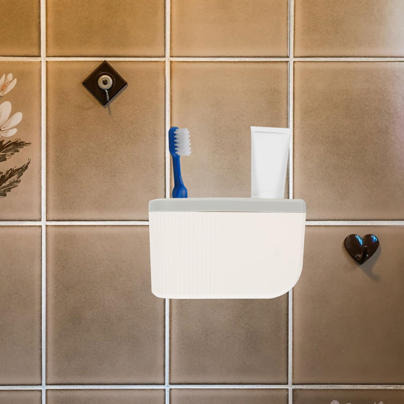 Soporte para cepillo de dientes eléctrico montado en la pared y maquinilla de afeitar, almacenamiento de cepillos de dientes eléctricos y dispensador de pasta de dientes, diseño elegante y fácil