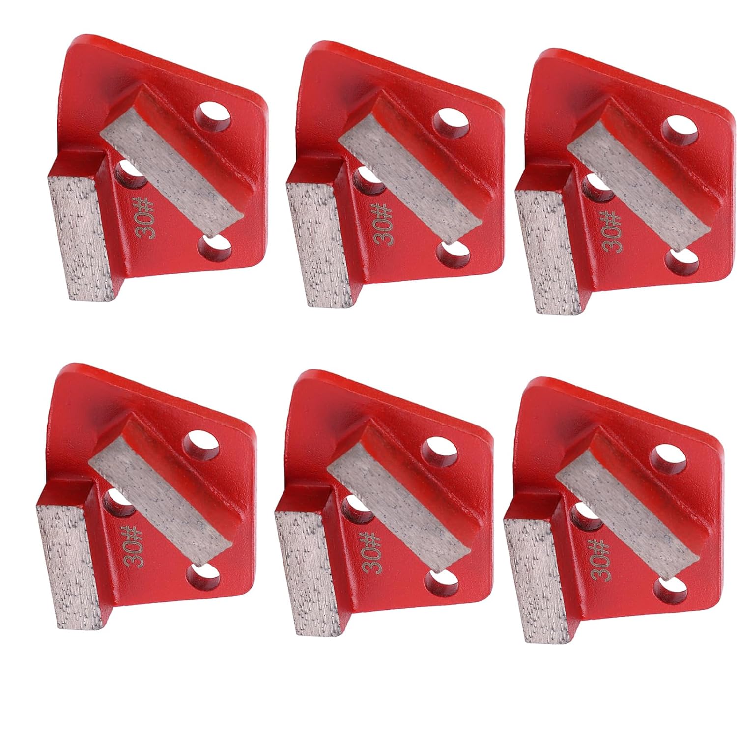 6PCS Trapezoid Grinding Pad Diamond,9mm Bore 18mm Thick #30 Grit 2-Tooth Arrow-Tooth Grinding Pad for Concrete Floor Grinder Disc- Fast Leveling Adhesive Removal Disc