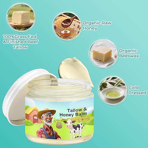 Miniatura 4 de Tallow & Honey Balm, sebo de carne alimentada con hierba para la cara, crema infundida con bálsamo de miel de sebo de miel silvestre para una piel