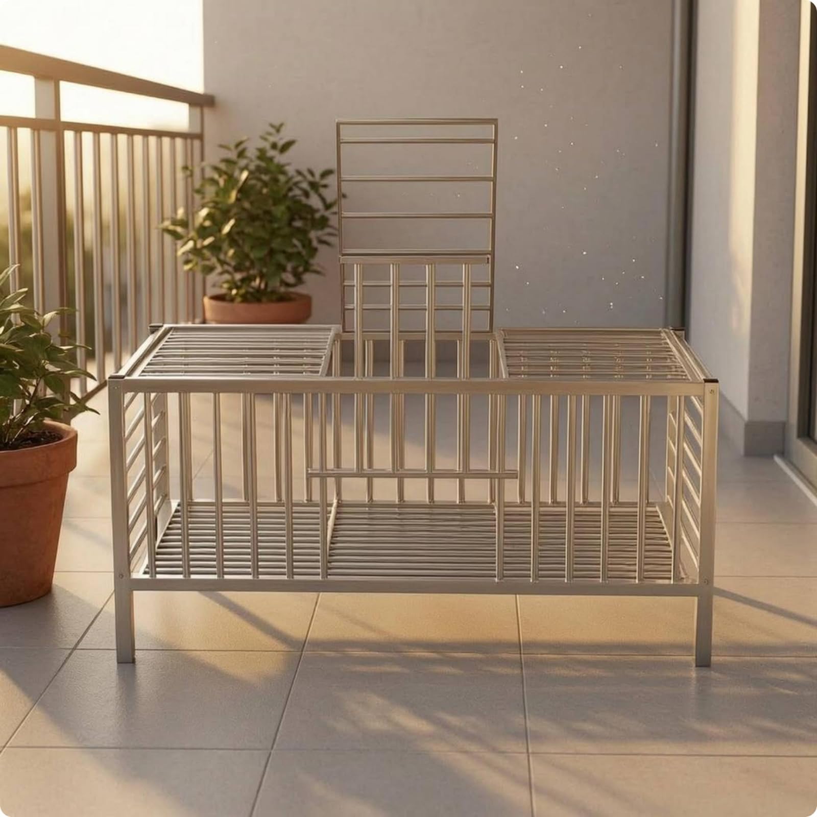 Baoblaze Jaula para Aves Jaula Metálica para Aves Corral para Aves Jaula para Animales Jaula para Gallinas Acero Inoxidable Suelo, 70 50 60cm, Modelo Estándar