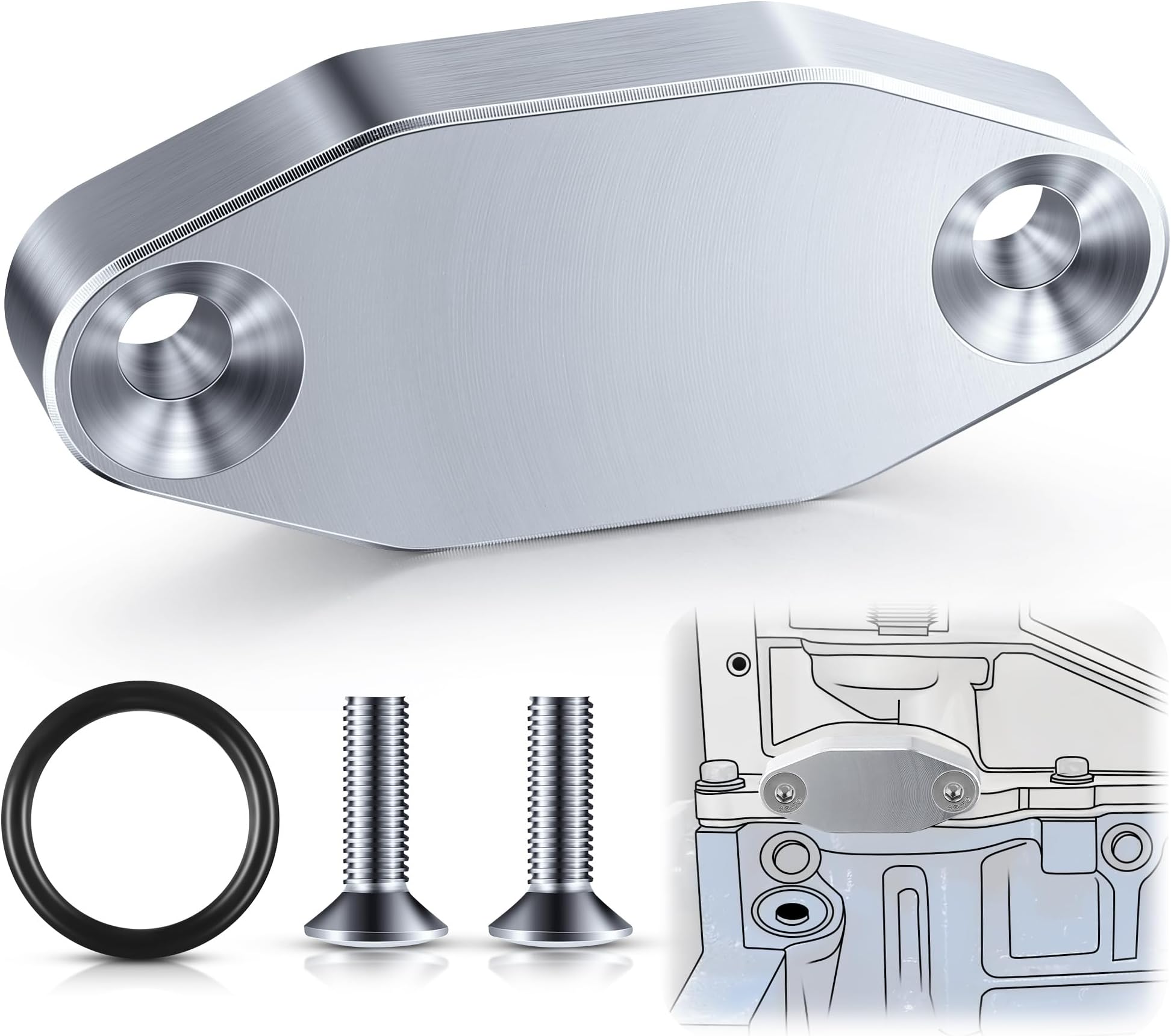 Saillong 1 Pack LS Billet Oil Cooler Block off Plate on Oil Pan LS Billet Port Plate Compatible with Gen III IV Series Engines LS3 LSX LS1 LS2 LS6 L9H LQ4 LQ9 L92 4.8L 5.3L 5.7L 6.0L 6.2L (Silver)