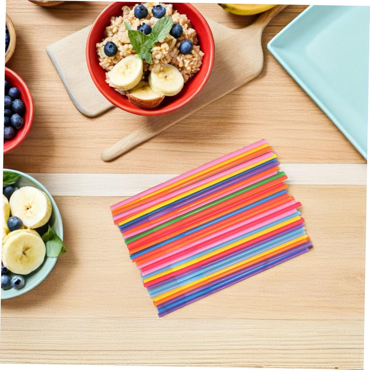 300pcs Disposable Colorful Flexible Drinking Straws for Bubble Tea and Juice – Smoothie Party Straws for Events and Birthday Celebrations Random Color