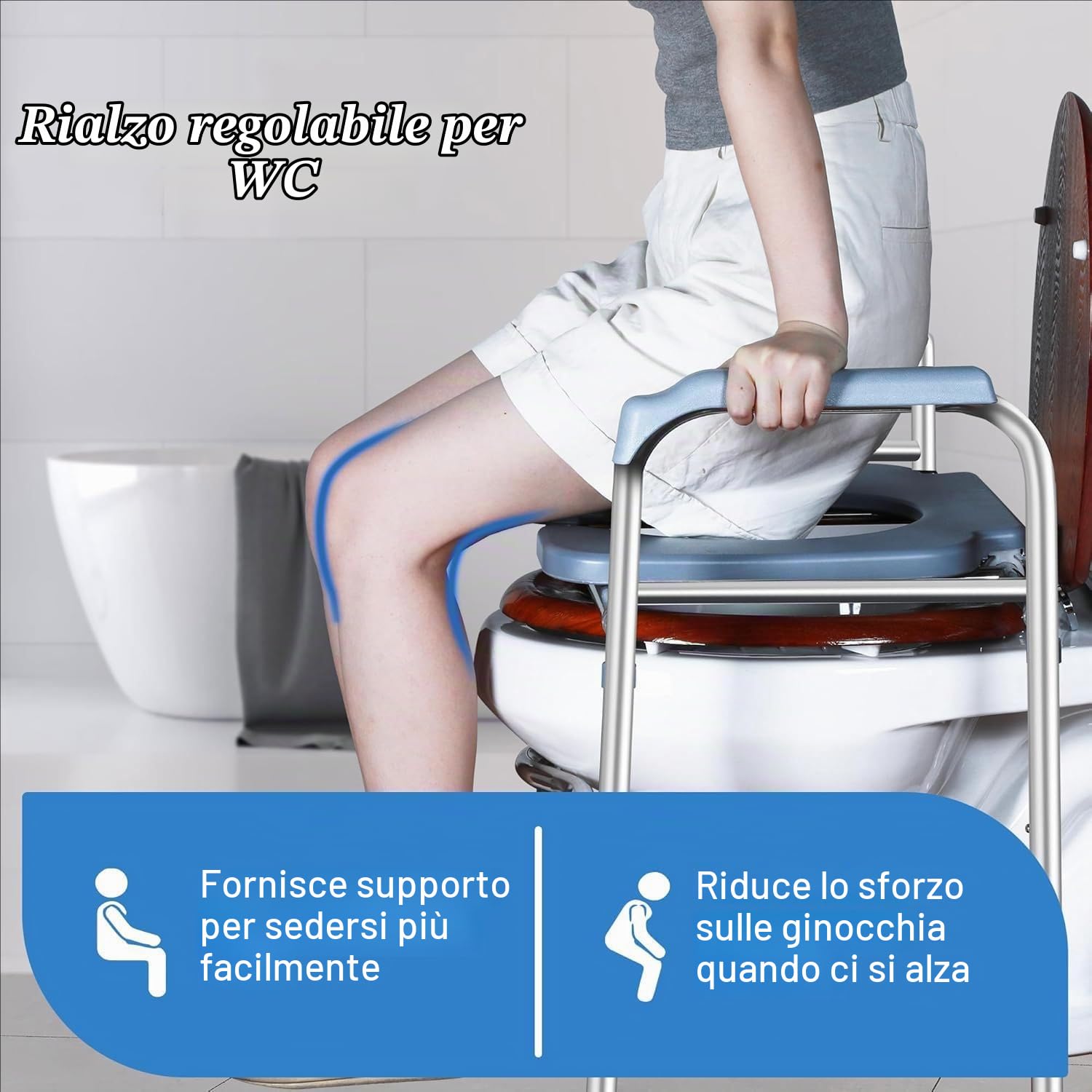 Rialzo Wc Per Anziani,Alzawater Per Protesi Anca,Altezza Regolabile,Piedini Antiscivolo Sostituibili,Senza Foratura,Adatto Ad Anziani,Disabili,Donne In Gravidanza,Ecc.