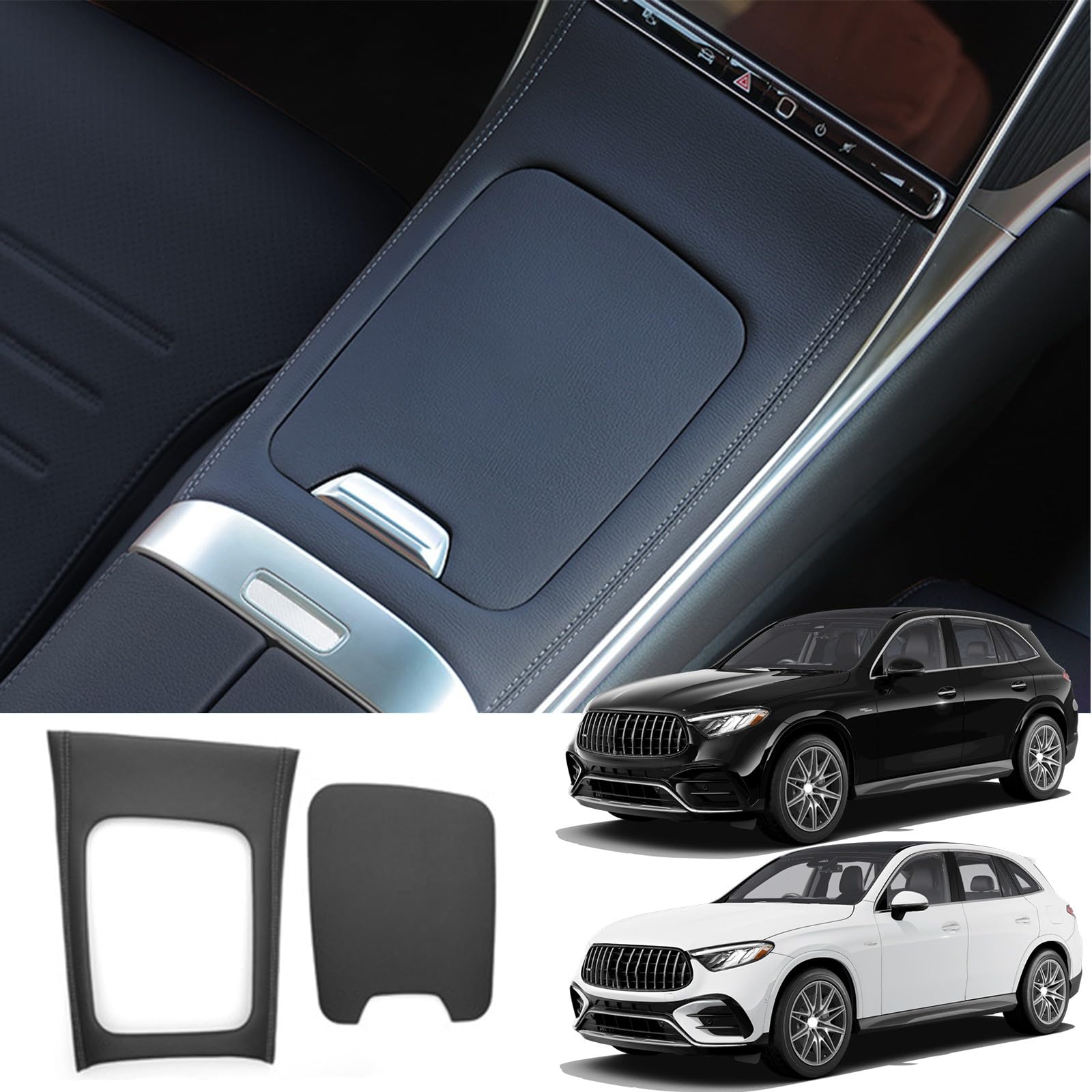 Osłona na konsolę środkową, skóra, flokowana, twarda obudowa, zestaw do Mercedes-Benz GLC X254 GLC260 GLC300 GLC300e GLC43 AMG 2023 2024, akcesoria do dekoracji wnętrz