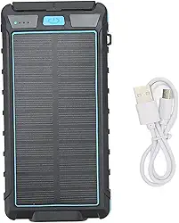 Asixxsix Carregador de painel solar, 20.000 mAh, duas portas de saída portátil, carregador de telefone solar, à prova d'água, carregador de energia solar com bússola e lanterna LED para acampamento, caminhadas, pesca e emergências
