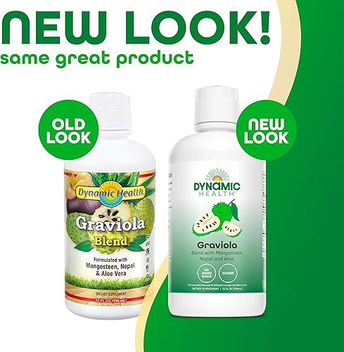 Miniatura 2 de Dynamic Health Mezcla de Graviola  Jugo formulado con graviola 100 orgánica mangostán aloe vera y nopal  Vegetariano sin gluten ni BPA  32 onzas