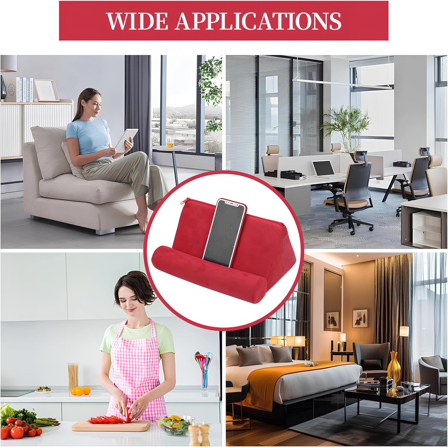 Supporto Tablet Letto, Leggio da Letto con Cuscino Comodo per Tablet, E-reader, Libri e Riviste, Porta Tablet da Pieghevole e Portatile