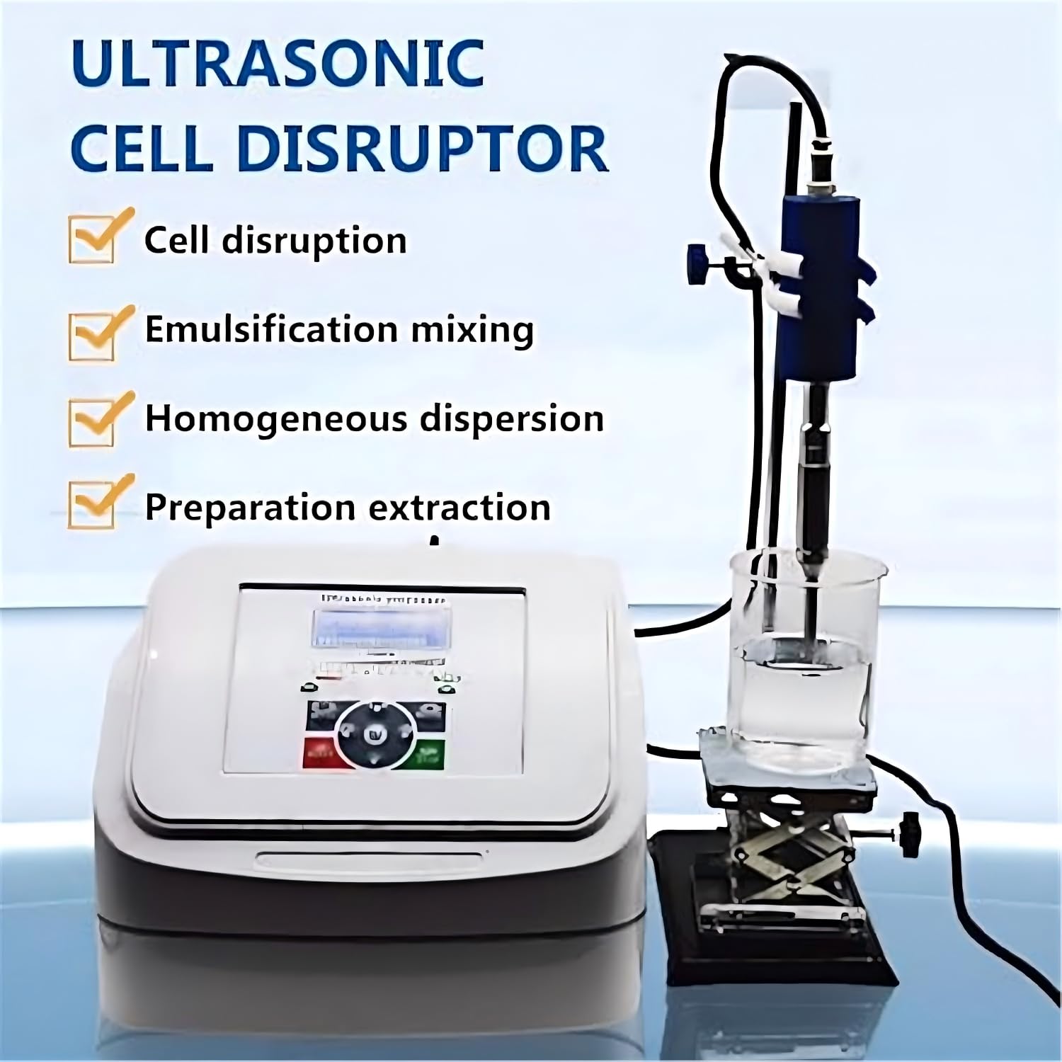 800 W Ultraschall-Prozessor,Zell Disruptor-Mischer,Ultraschall-Homogenisator, Labor-Dispergier-Emulgator, Arbeitsfrequenz 20 Khz, Timer 1s-99h Einstellbar, Verarbeitbare Kapazität <600 Ml 8mmprobe