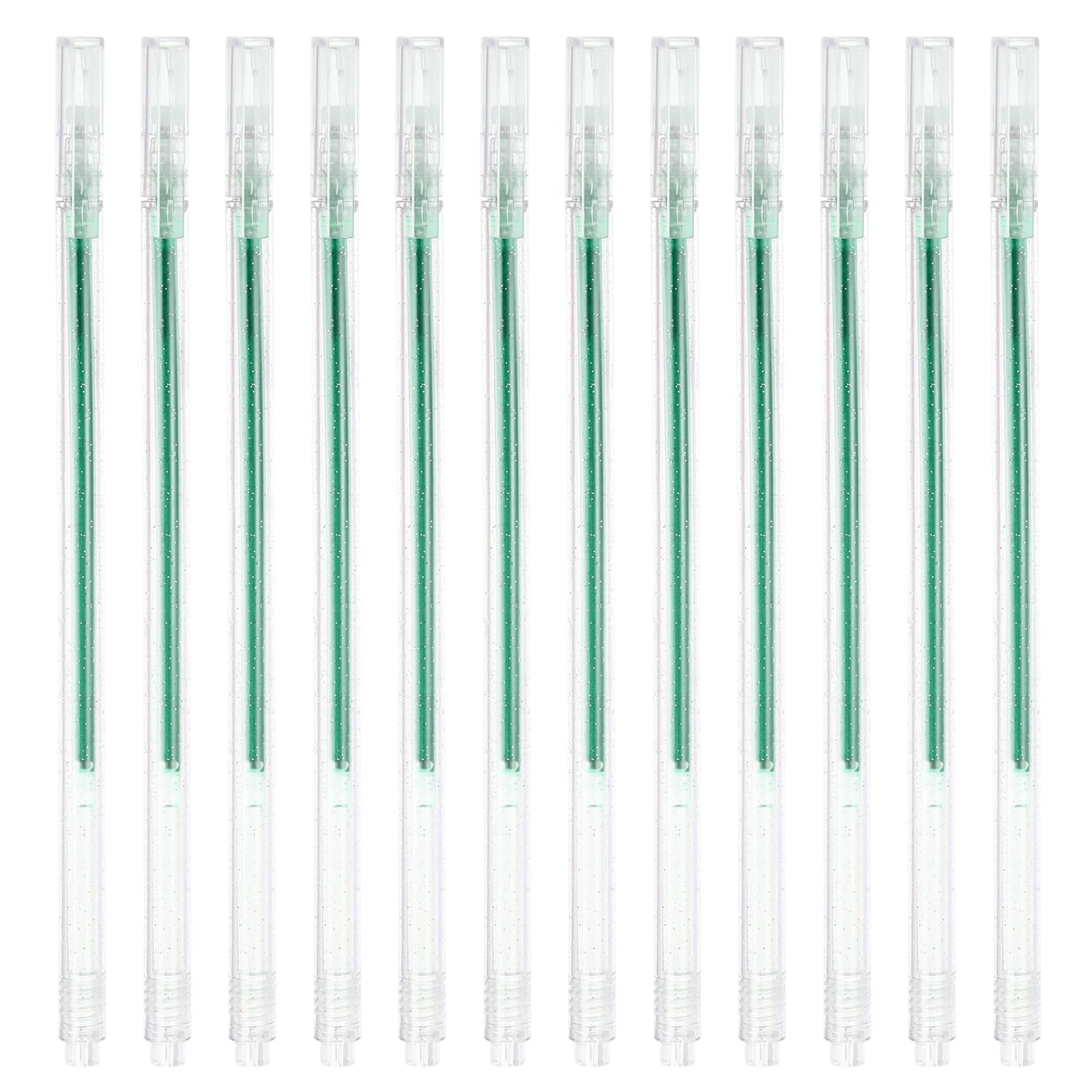 PATIKIL 1 mm Glitter Gel Pens, 12 Pcs Fine Point Large Capacity Colored Gel Pens Smooth Writing Glitter Markers for Adults Coloring Books Artists Drawing Writing, Green