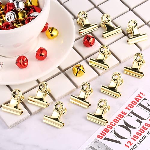 Miniatura 6 de Boao 100 clips de metal para bisagras, fotos, mapas, dibujos, obras de arte, papeles, etiqueta de precio, 0.87 pulgadas (oro claro)