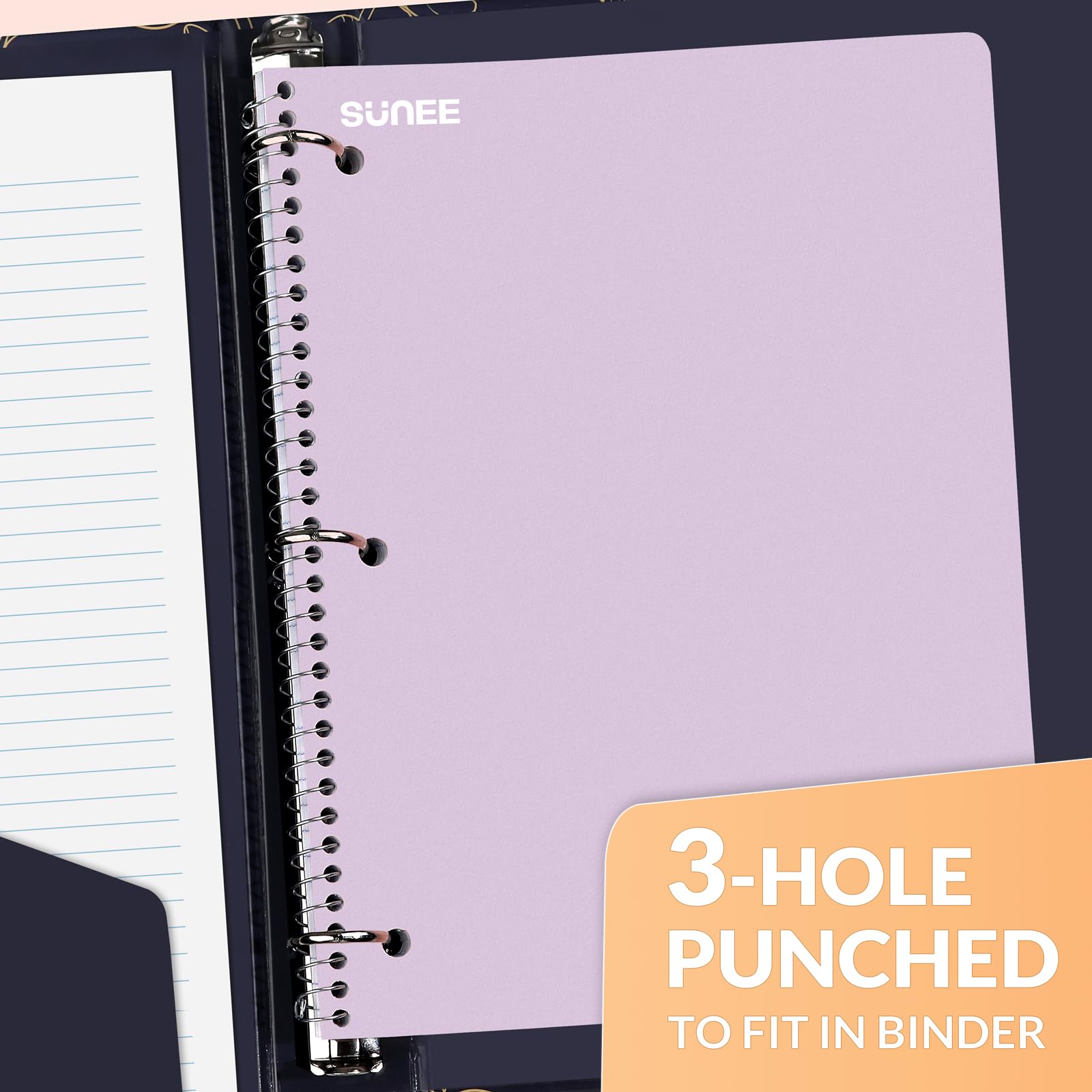 SUNEE Spiral Notebooks,  Pack, 1-Subject, College Ruled Paper, 8" x 10-1/2", 70 Sheets per Notebook, Assorted Pastel Colors Spiral Notebooks for School: 24