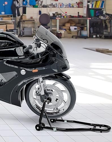 Miniatura 8 de QWORK Soporte delantero trasero para motocicleta, soporte de horquilla de rueda de motocicleta resistente, soporte de elevación combinado de brazo