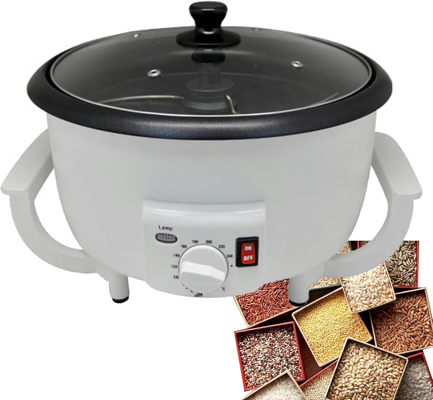 Wzglod Multifunctional Coffee Bean Burner, 1200W Electric Coffee Maker - with Temperature Adjustable from 0-240°C, Even Heat, Baking Coffee Beans, Tea, Sesame