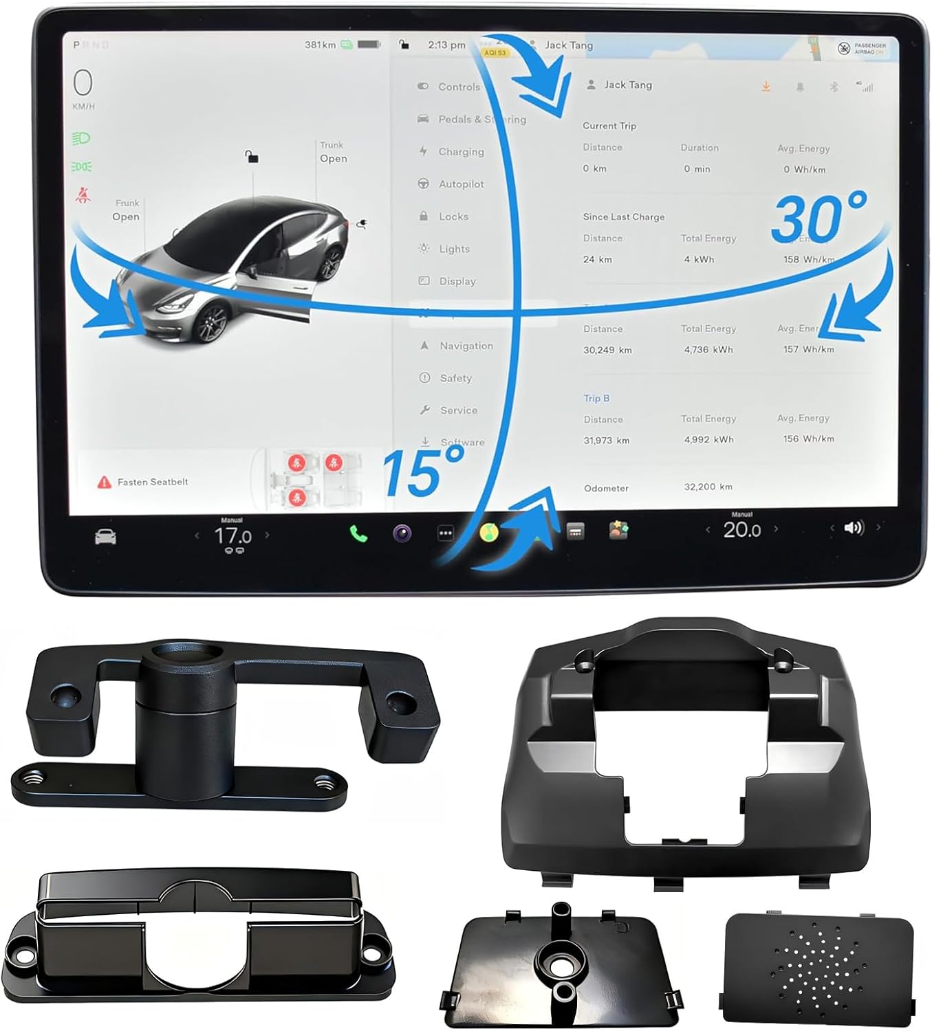 Screen Tilt Swivel Mount for Tesla Model Y & Model 3