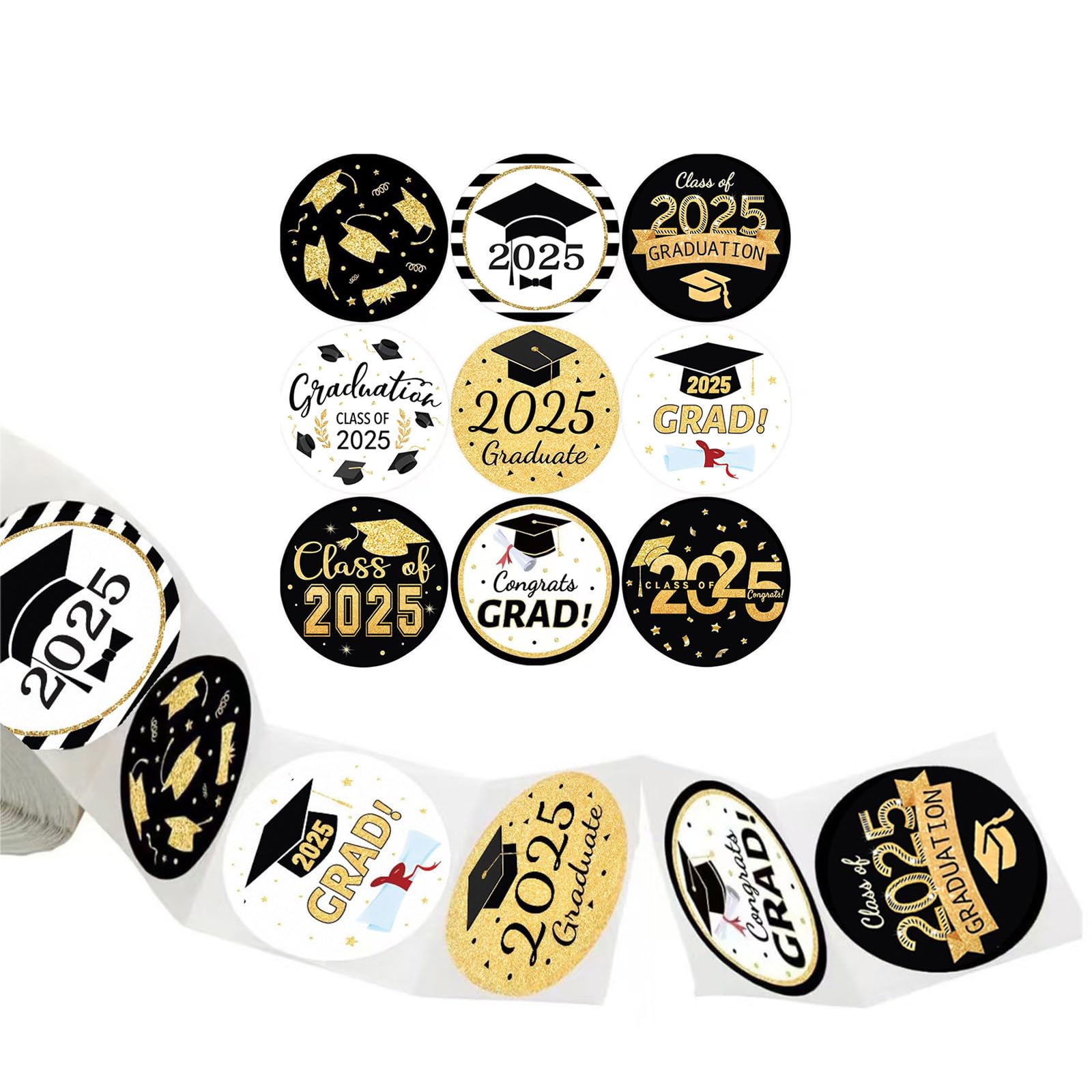 500Counts 2025 Graduation Thank You Sticker 1.5Inch Wrapping Labels for Seal Envelope Card Packaging Party Decorating Graduation Sticker