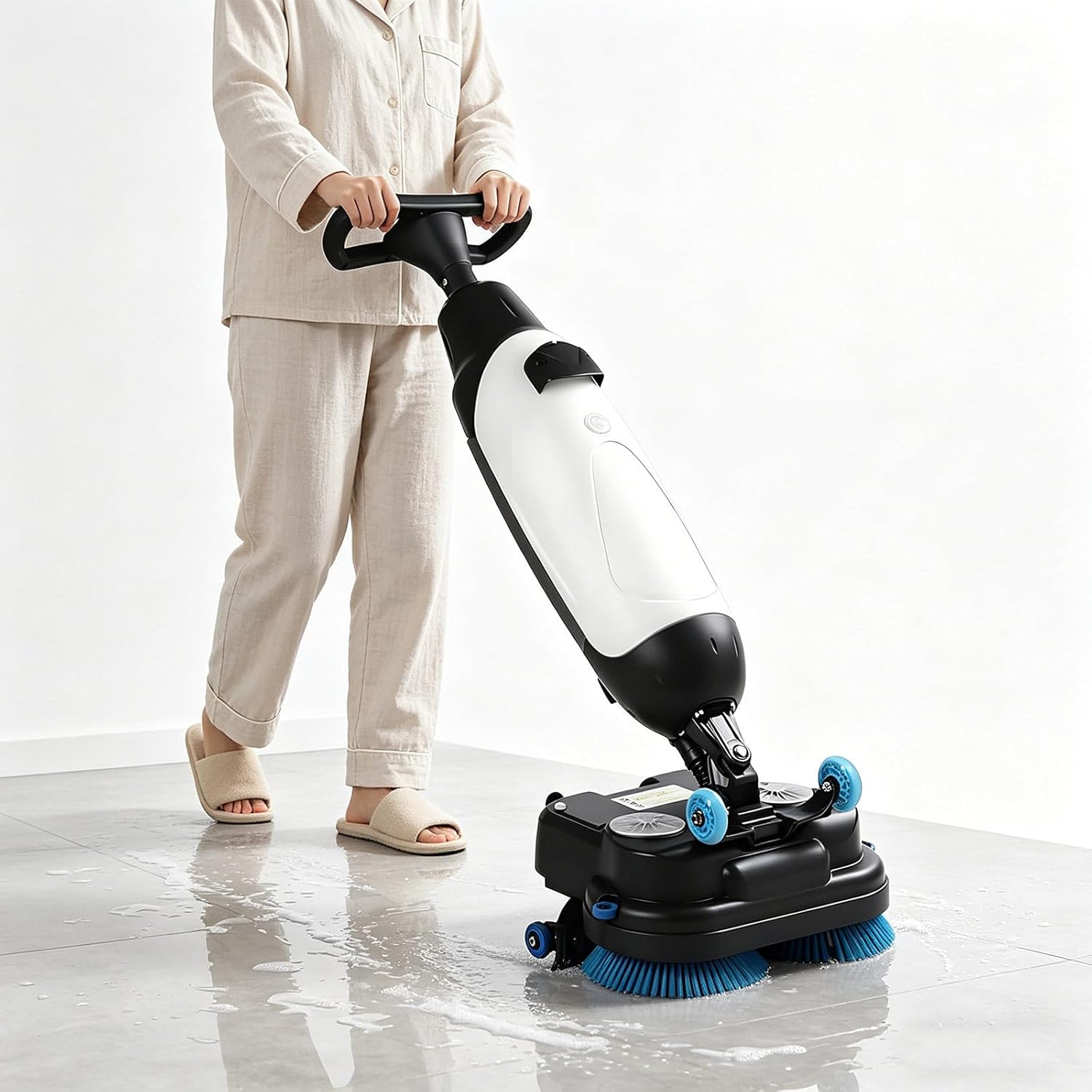 Commercial Floor Washer, Walk Behind Floor Scrubber, Electric Floor Cleaner, Floor Buffer Polisher Machine, Floor Scrubber for Kitchen Schools, Supermarkets, Hotels, Factories White